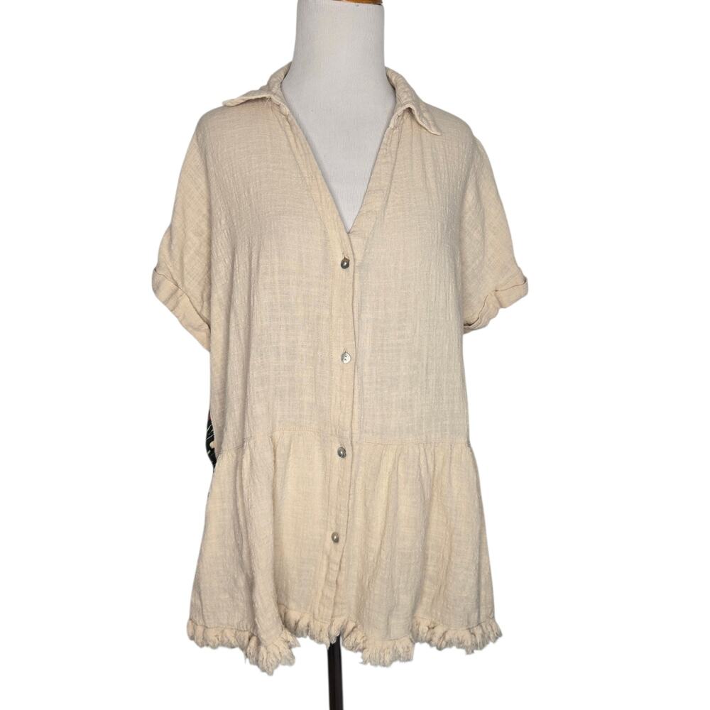 Umgee+ Women Lagenlook Cotton Tunic Coastal Lightweight Fruit Print Tropical XL - Picture 2 of 12
